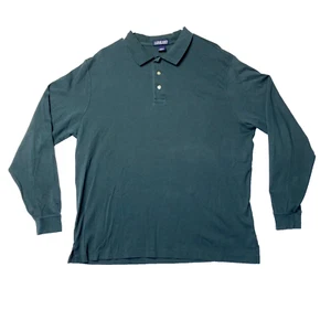 Lands End Polo Adult XL 46 48 Regular Forest Green All Cotton Long Sleeve Shirt - Picture 1 of 10