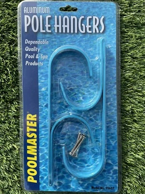 POOL MASTER ALUMINIUM 2 POLE HANGERS CAPABLE OF HANGING 4 TELESCOPIC POLES  BLUE - Image 1 of 4