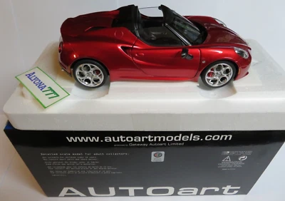 AUTOart 1/18 ALFA ROMEO 4C SPIDER 2020 rojo oscuro metálico modelo de coche Foto 1 de 4