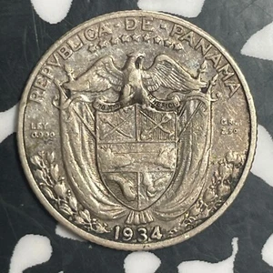 1934 Panama 1/10 Balboa Lot#T2077 Silver! - Picture 1 of 2