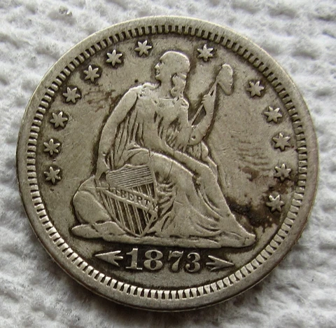 1873-S Arrows Seated Liberty Quarter Rare Date San Francisco VF / XF Cleaned Cover