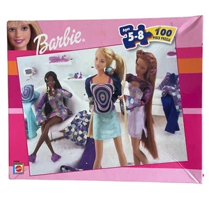 Barbie 100 pc Puzzle Vintage 2001 5-8 Damaged Box 2 End Pieces Missing - Picture 1 of 5