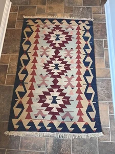 Handgefertigter Woll Kelim Dhurrie Handgewebter Kelim - Kelim Orientteppich 5’6” X 3’6” - Bild 1 von 4