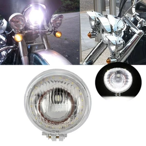 Chrome Fog Lamp Visor Bullet LED Headlight For Harley Street Glide CVO FLHXSE - Picture 1 of 12