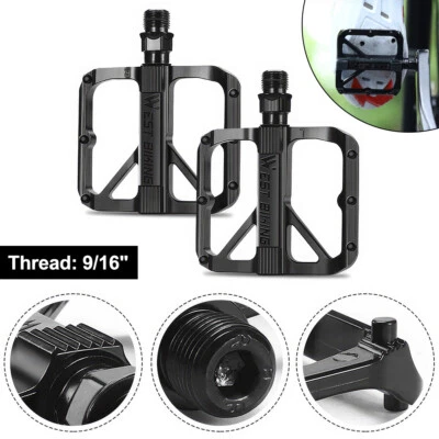 Bike Pedal Bearing Aluminum Body For MTB Road Bicycle 9/16" Non-Slip Flat Pedals - Image 1 of 4