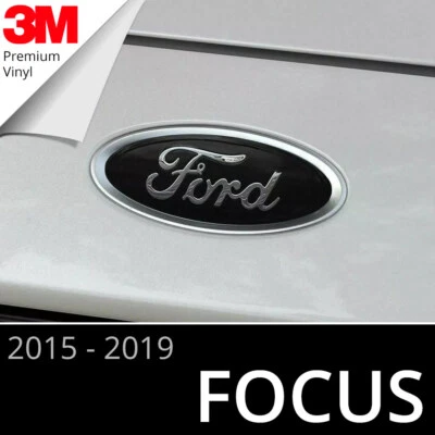 2015-2019 Ford Focus Logo Emblem Insert Overlay Decal Set (Glossy Black) - Imagem 1 de 4