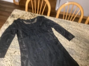 Expresskleid schwarz gehäkelt Spitze schwarz gefüttert Damen Größe M - Bild 1 von 4