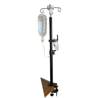 UISKOOPW Portable IV Pole Foldable Adjustable with 4 Hooks for Travel & Home Care
