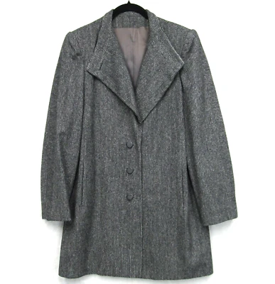 L. Magnin Coat Jacket Womens Medium Gray Vintage Wool Nipon Couture 3 Buttons - Image 1 of 4