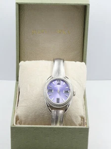 JUDITH RIPKA TEXTURED STEEL IOLITE STONE SUNRAY DIAL SOPHIA WATCH + BOX * WORKS - Picture 1 of 12