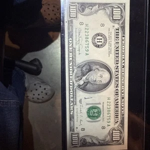 100 Dollar Bill Uncirculated With Print Error With Serial Number H22386759a - Picture 1 of 4