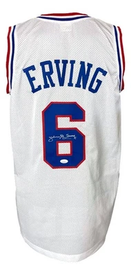 Julius Dr J Erving Signed Custom White Pro-Style Basketball Jersey JSA - Image 1 of 4