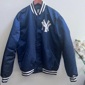 Authentic Vtg Diamond Collection Starter NY Yankees Satin Bomber Jacket XL-Tall - Picture 1 of 14
