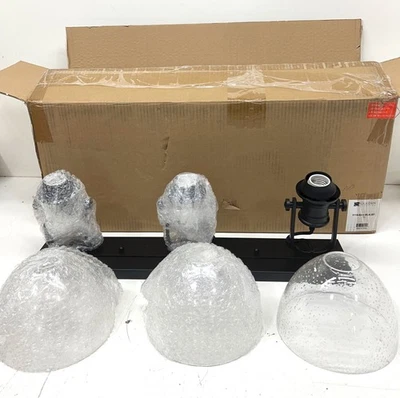 Golden Lighting 3118-BA3 BLK-SD Hines 3-Light Black and Seeded Glass Bath Light - Image 1 of 2