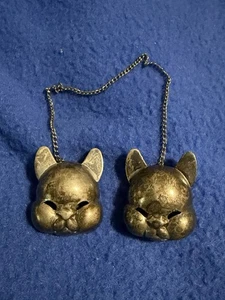 Vintage Robbins Sterling Silver Cat Head Baby Bib Clips Scarf Sweater Guard - Picture 1 of 6