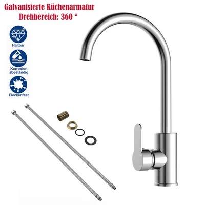 Edelstahl Küchenarmatur Wasserhahn 360° Drehbar Einhandmischer Spüle Küche Bad - Bild 1 von 4