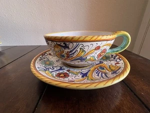 Raffaellesco Deruta Nicoloni Set Of 5 Cappuccino, Tea, Coffee Cups & Saucers  - Picture 1 of 24