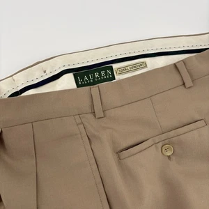 Lauren Ralph Lauren Bundfaltenhose Herren 32 x 30 khaki Wolle elegante Hose Bündchen - Bild 1 von 12