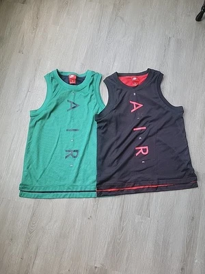 (2) Nike Air Youth Tank Top Crew Neck Obsidian Green Noise Black Sports Jersey  - Image 1 of 4
