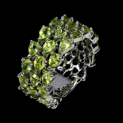 925 Sterling Silver Ring Pear Peridot Natural Gemstone Jewelry Size 8 - Image 1 of 4