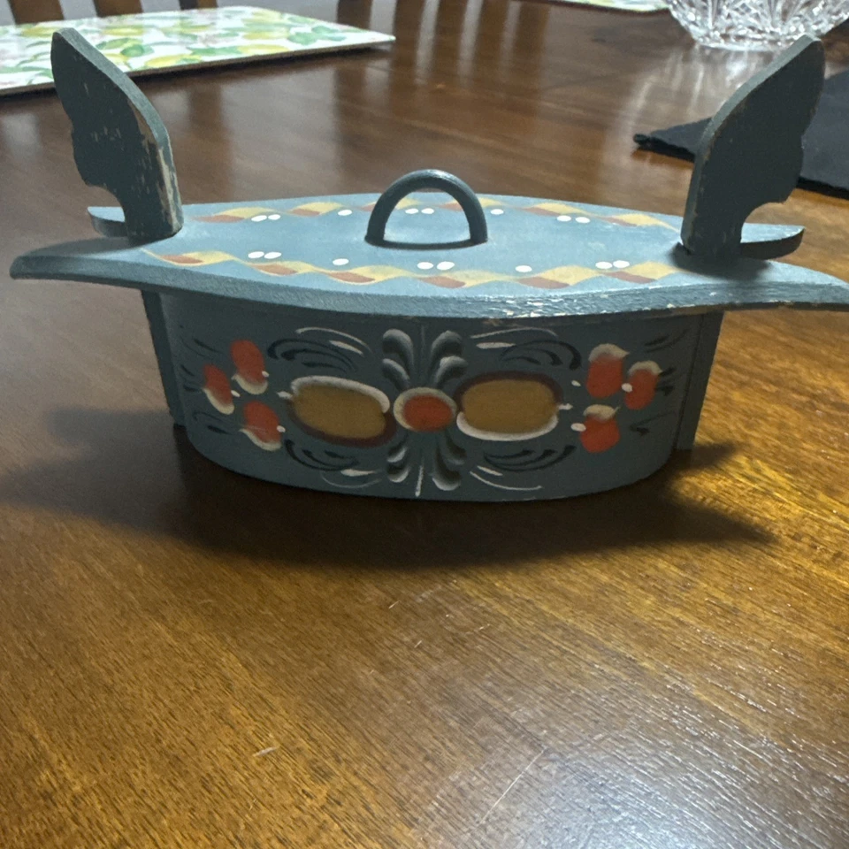 Tine Rosemaling Antique Norwegian Butter Box Scandinavian Primitive - Image 1 of 4