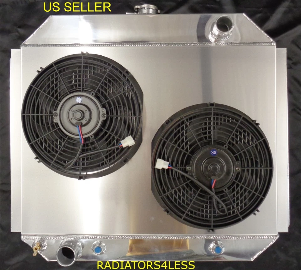 CAMPEÓN 3 FILAS CUBIERTA RADIADOR ALUMINIO VENTILADORES 12" CAMIONETA FORD F-100 F-150 1966-79 Foto 1 de 2