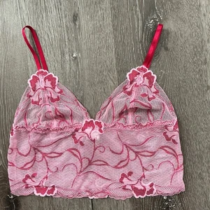 Vintage DKNY Lace Crop Cami Bralette Top Y2K Pink Medium - Picture 1 of 8