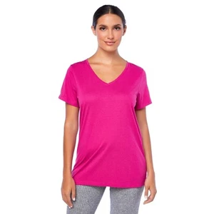 Hue Ladies Sleep Athleisure T-Shirt in Fuchsia - Picture 1 of 4