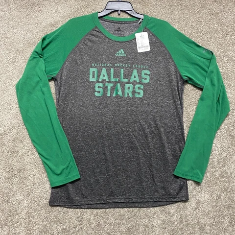 Dallas Stars Shirt Mens Large Gray Long Sleeve Adidas NHL Hockey Breathable Cover