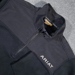 Ariat Fleece 1/4 Zip Pullover Mens Medium Black Long Sleeve Basis 2.0 Sweatshirt - Picture 1 of 9