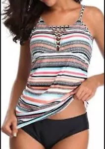 Traje de baño a rayas Beachsissi para mujer Tankini 2 piezas XXL Plus NUEVO - Imagen 1 de 6