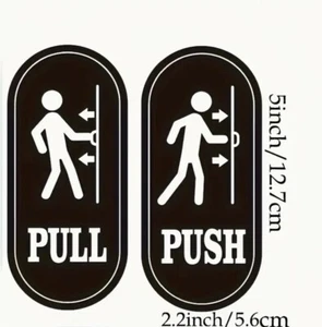 6pcs Push and pull Sticker Door Signs Black White 5 inch/12.7cm x 2.2 inch 5.6cm - Picture 1 of 5