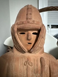 Statua Haniwa vintage giapponese fatta a mano in argilla arte popolare terracotta 11" - Foto 1 di 6