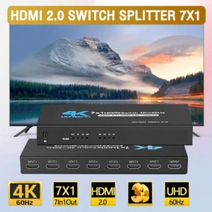 HDMI Switch with IR Remote 7 in 1 out 4K@60Hz HDMI Switcher 7x1 Support HDR - Picture 1 of 25