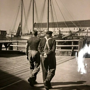 Two Male Sailors Walking on the dock Photo SF Maritime C.A. Thayer Ship Bay Area - Picture 1 of 12