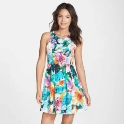 Felicity & Coco Multicolor Tie Dye Floral Sleeveless Fit & Flare Dress size M - Image 1 of 4