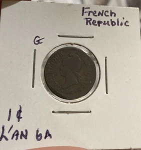 Coin Republic French 1 Cent L’An 6 A Ss No Clear Date - Picture 1 of 4