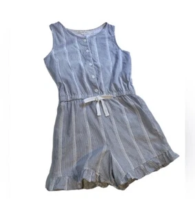 Striped shorts romper one piece Copper key size 6 girl Blue & White - Picture 1 of 10