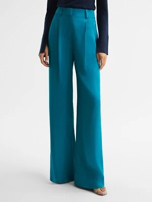 Reiss Womens PETITE RINA WIDE LEG BLUE TROUSERS Size UK 8 - Image 1 of 4