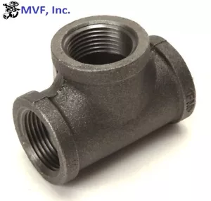 1/4" 150 Female NPT Tee Black Malleable Iron Pipe Fitting MI030241BMI - Picture 1 of 4