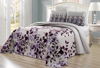 3-Piece Fine Printed Oversize 100" X 95" Fresca Quilt Set Reversible Bedsprea... - Image 1 of 3