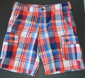 Boy's Arizona Red & Navy Plaid Cargo Shorts Husky Sizes 8-18, 18 Regular - Picture 1 of 3