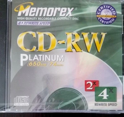 全新 Memorex CD-RW 白金 650MB 74 分 CD-RW — 第 1/3 张图片
