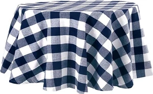 60 inch Round Tablecloth Buffalo Plaid Tablecloth 4th July Navy Blue Tablecloth - Picture 1 of 9