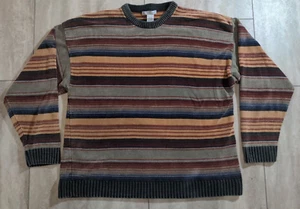 Vtg Geoffrey Beene Men's XL Striped Grandpa Sweater Cotton - Picture 1 of 8