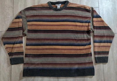 Vtg Geoffrey Beene Men's XL Striped Grandpa Sweater Cotton - Image 1 of 4