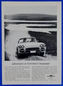1960 CHEVY CORVETTE ORIGINAL S/W DRUCK ANZEIGE AMERIKANISCHES MUSCLE CAR PERFORMANCE IKONE - Bild 1 von 1
