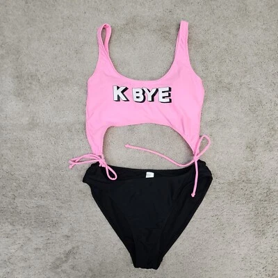 No Boundaries one piece bikini Pink & black Size Medium 7-9 - Image 1 of 4
