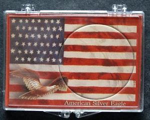1 Edgar Marcus Silver Eagle Snaplock Case Coin Holder 2X3 Eagle and Flag - Picture 1 of 2
