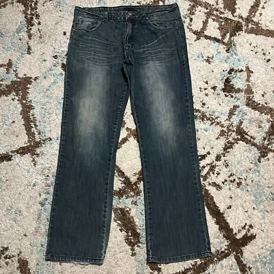 Pantalones de mezclilla vintage de pierna recta No Fear talla 34x31 patinador Y2K Foto 1 de 4